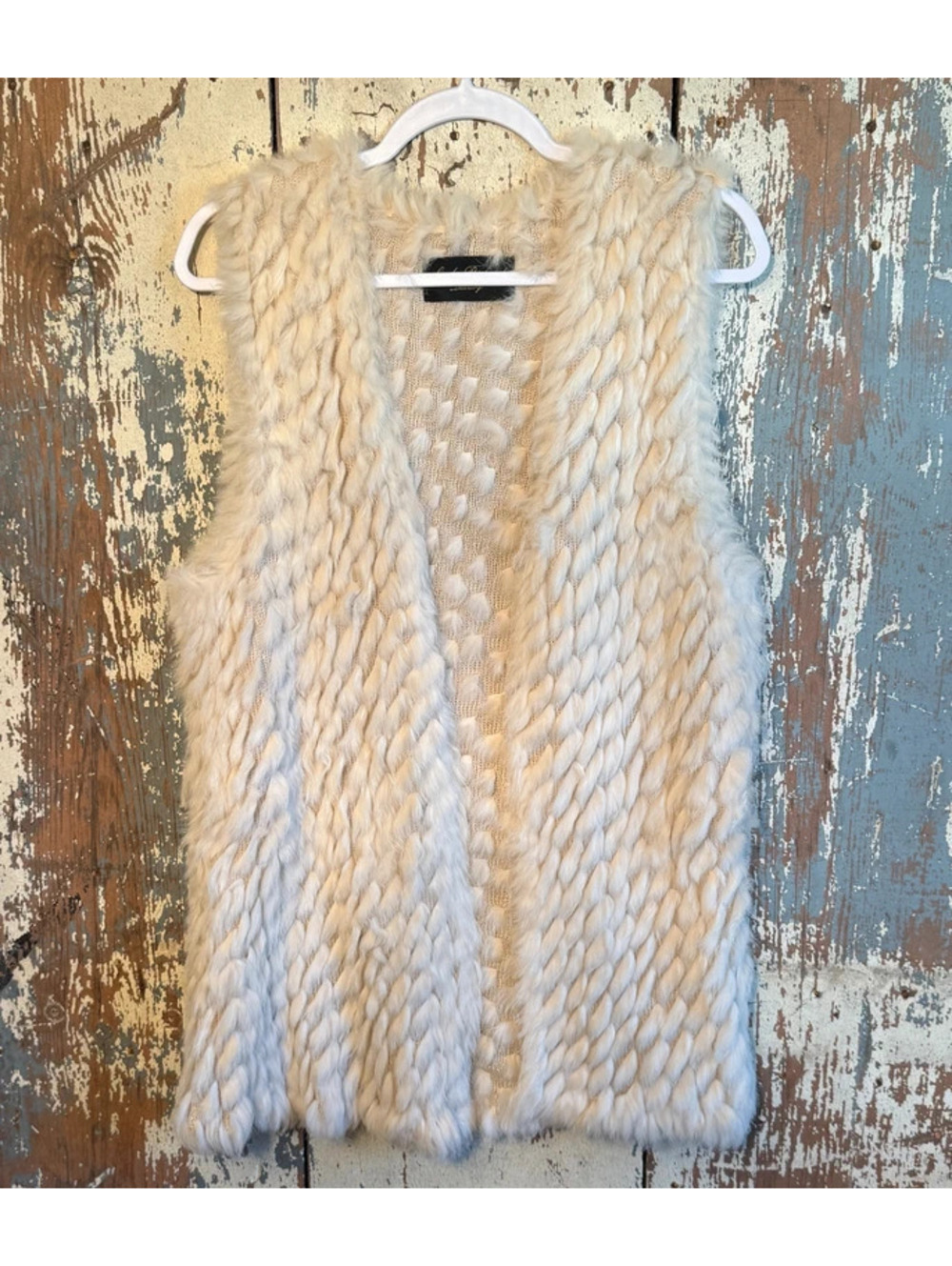 Linda Richards Luxury Open Front Rabbit Fur Textured Vest